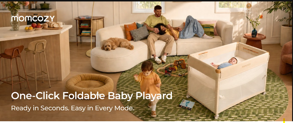 Momcozy One-Click Foldable Baby Playard: Easy Transitions